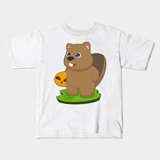 Beaver Halloween Pumpkin Kids T-Shirt